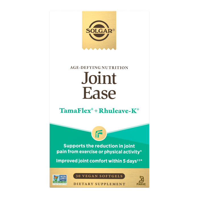 A box of Solgar Joint Ease Supplement on a plain background.